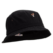 Cute Mushroom Icon Embroidered Washed Bucket Hats - Black M-L