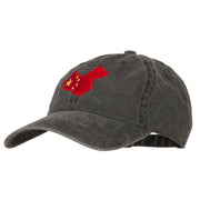 China Flag Map Embroidered Washed Cotton Twill Cap