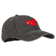 China Flag Map Embroidered Washed Cotton Twill Cap