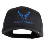 US Air Force with Wing Embroidered Solid Cotton Mesh Cap - Black OSFM