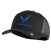 US Air Force with Wing Embroidered Solid Cotton Mesh Cap - Black OSFM