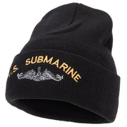 US Submarine Logo Military Embroidered Long Beanie