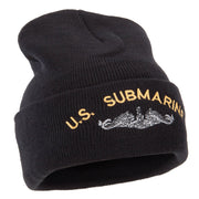 US Submarine Logo Military Embroidered Long Beanie