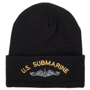 US Submarine Logo Military Embroidered Long Beanie