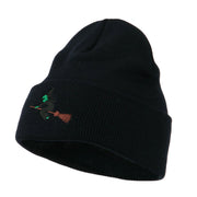 Halloween Witch Flying on a Broom Stick Embroidered Long Beanie