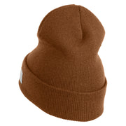 US Submarine Symbol Embroidered 12 inch Cuffed Knit YP Long Beanie - Caramel OSFM