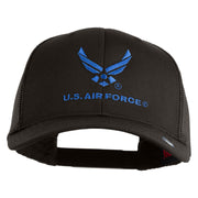 US Air Force with Wing Embroidered Solid Cotton Mesh Cap - Charcoal OSFM