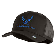 US Air Force with Wing Embroidered Solid Cotton Mesh Cap - Charcoal OSFM
