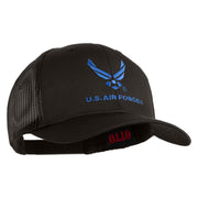 US Air Force with Wing Embroidered Solid Cotton Mesh Cap - Charcoal OSFM
