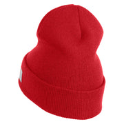 US Submarine Symbol Embroidered 12 inch Cuffed Knit YP Long Beanie - Red OSFM