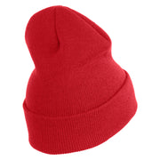 US Submarine Symbol Embroidered 12 inch Cuffed Knit YP Long Beanie - Red OSFM