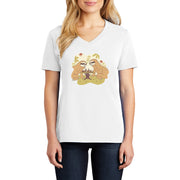 Slothy Chess Graphic Design Ladies V-Neck