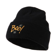 Happy Halloween Boo Embroidered Long Beanie