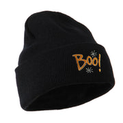 Happy Halloween Boo Embroidered Long Beanie