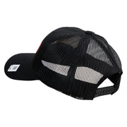 USMC Design Embroidered 6 Panel Structured Cotton Twill Mesh Cap Made in USA - Black OSFM