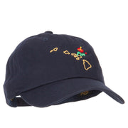 Hawaii Hibiscus with Map Embroidered Unstructured Washed Cap