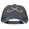 Fishing Crossed Fishhooks Embroidered Low Profile Cotton Mesh Cap