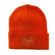 Happy Halloween Boo Embroidered Long Beanie