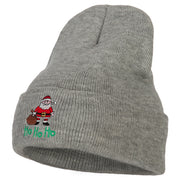 Ho Ho Ho Santa Embroidered Long Knitted Beanie