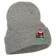 Ho Ho Ho Santa Embroidered Long Knitted Beanie