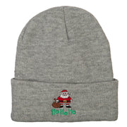 Ho Ho Ho Santa Embroidered Long Knitted Beanie