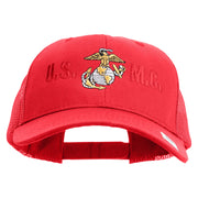 USMC Design Embroidered 6 Panel Structured Cotton Twill Mesh Cap Made in USA - Red OSFM
