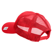 USMC Design Embroidered 6 Panel Structured Cotton Twill Mesh Cap Made in USA - Red OSFM