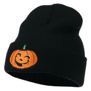 Halloween Happy Jack o Lantern Embroidered Long Beanie