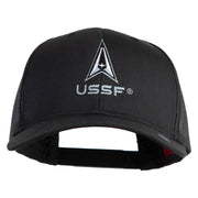 USSF with Delta Embroidered Solid Cotton Mesh Cap - Black OSFM
