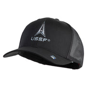 USSF with Delta Embroidered Solid Cotton Mesh Cap - Black OSFM