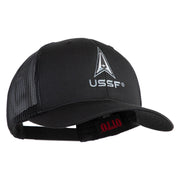 USSF with Delta Embroidered Solid Cotton Mesh Cap - Black OSFM