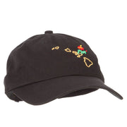 Hawaii Hibiscus with Map Embroidered Unstructured Washed Cap