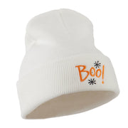 Happy Halloween Boo Embroidered Long Beanie