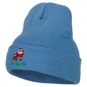 Ho Ho Ho Santa Embroidered Long Knitted Beanie