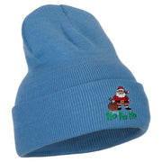 Ho Ho Ho Santa Embroidered Long Knitted Beanie