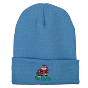 Ho Ho Ho Santa Embroidered Long Knitted Beanie