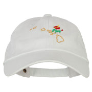 Hawaii Hibiscus with Map Embroidered Unstructured Washed Cap