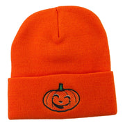 Halloween Happy Jack o Lantern Embroidered Long Beanie