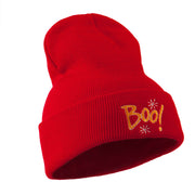 Happy Halloween Boo Embroidered Long Beanie