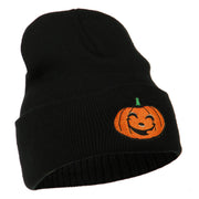 Halloween Happy Jack o Lantern Embroidered Long Beanie