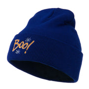 Happy Halloween Boo Embroidered Long Beanie