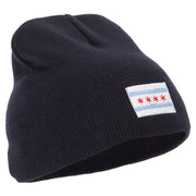 Chicago City Flag Embroidered 8 Inch Knitted Short Beanie