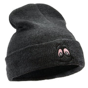 High Smile Eyes Embroidered 12 Inch Long Kintted Beanie