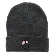 High Smile Eyes Embroidered 12 Inch Long Kintted Beanie