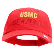 USMC Semper Fi Embroidered 6 Panel Unstructured Cotton Twill Cap Made in USA - Red OSFM