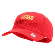 USMC Semper Fi Embroidered 6 Panel Unstructured Cotton Twill Cap Made in USA - Red OSFM