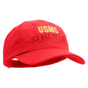 USMC Semper Fi Embroidered 6 Panel Unstructured Cotton Twill Cap Made in USA - Red OSFM