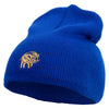 Wild Boar Illustration Embroidered 8 Inch Solid Knit Short Beanie Made in USA - Royal-Blue OSFM