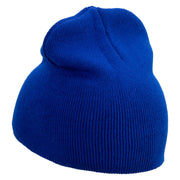 Wild Boar Illustration Embroidered 8 Inch Solid Knit Short Beanie Made in USA - Royal-Blue OSFM