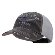 Licensed Army Aviator Veteran Embroidered Low Profile Special Cotton Mesh Cap - Black OSFM